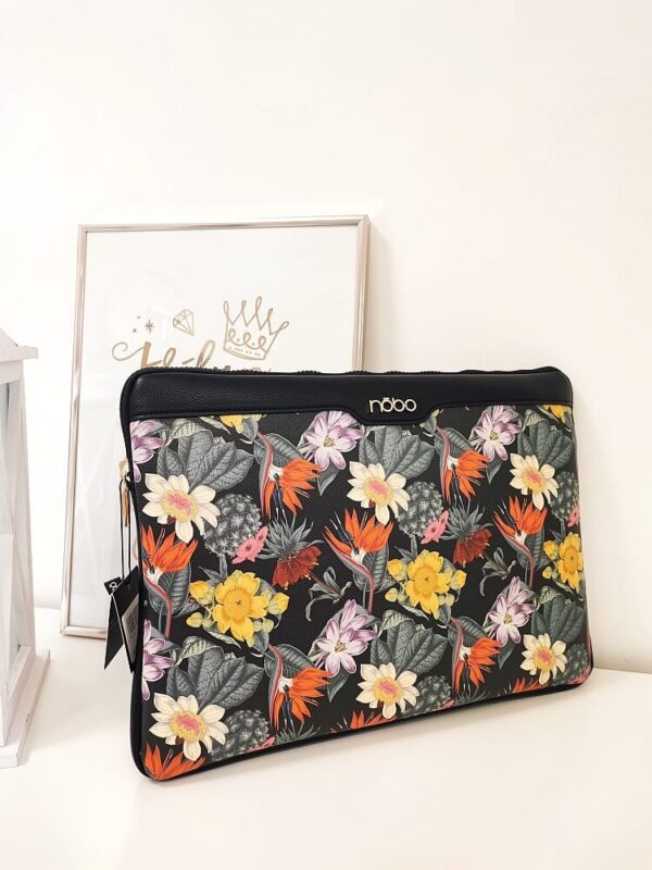 Nobo torba etui na laptopa czarna kwiaty