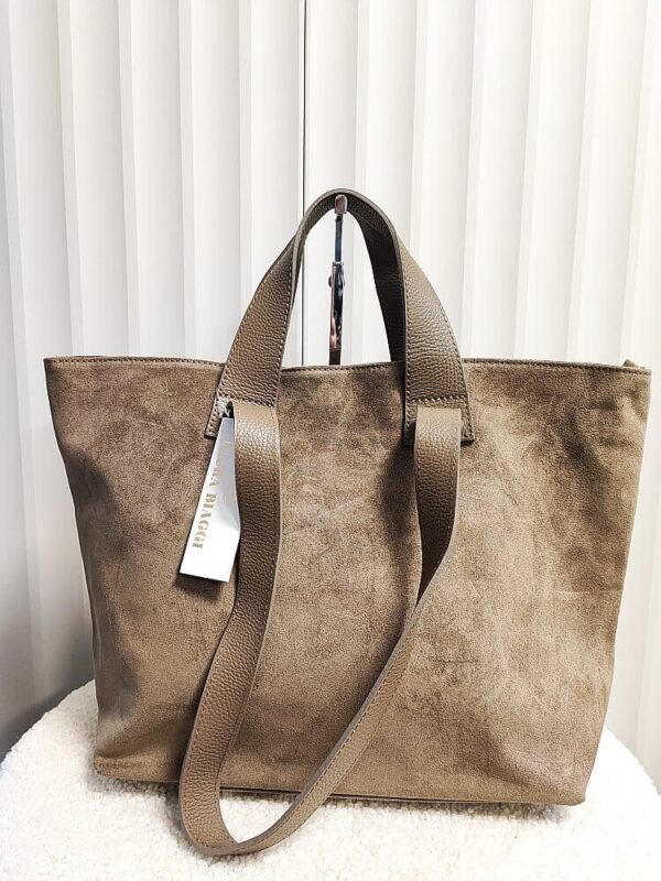 Laura Biaggi torba shopper zamszowa taupe