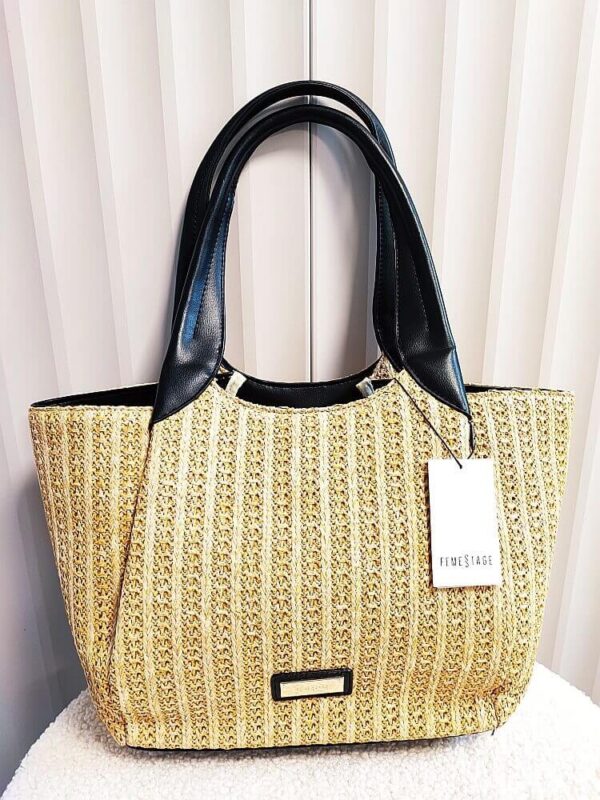 Eva Minge torba shopper koszyk beżowy z czarnym