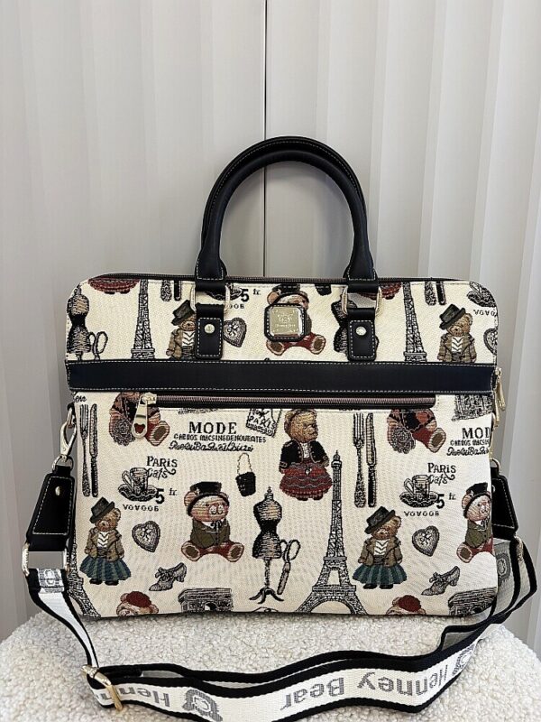 Henney Bear London torba shopper na laptopa beżowa w misie