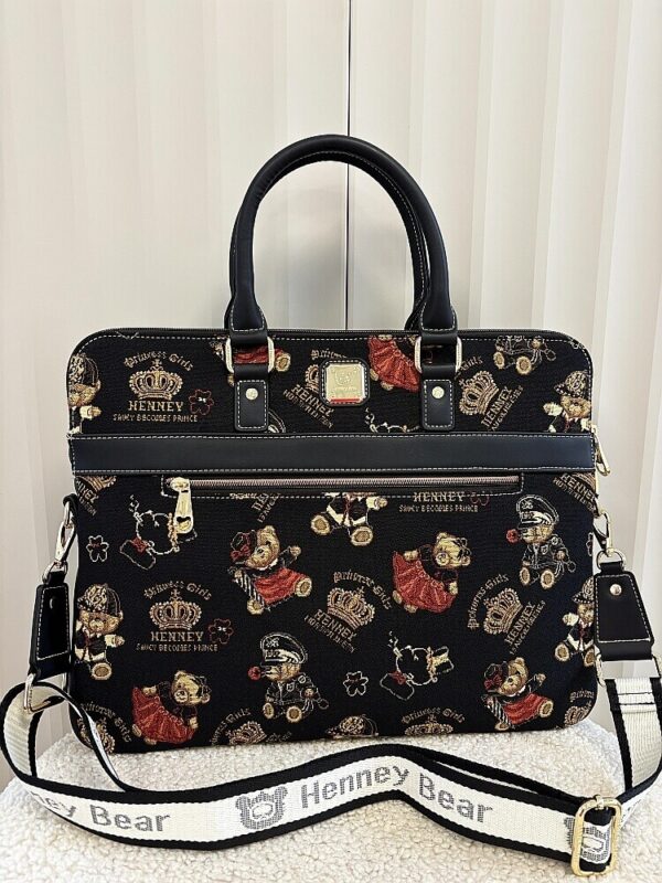 Henney Bear London torba shopper na laptopa czarna w misie