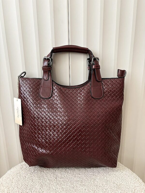 Ines Delaure torebka shopper bordowa plecionka