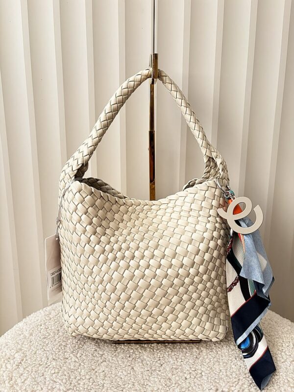 David Jones torebka mini shopperka ecru plecionka